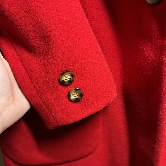 Vintage Lands' End Red Wool Cashmere Pocketed Blazer Jacket Size 14 - Picture 3 of 6